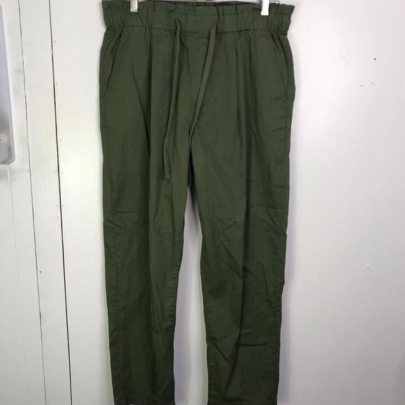 Loft Pants Womens M Pull On Tapered Poplin Jogger Olive Green Ankle New - Picture 1 of 8